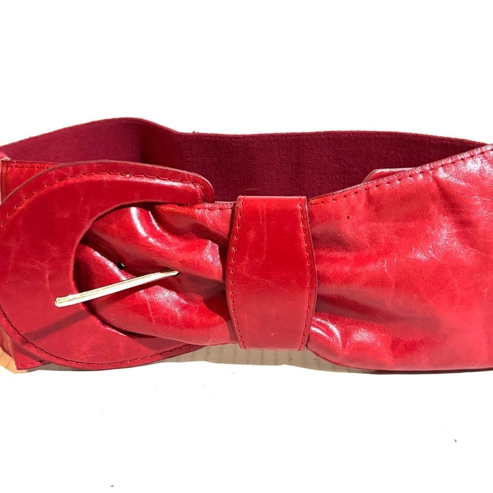 Red Leather & elastic Women's Belt